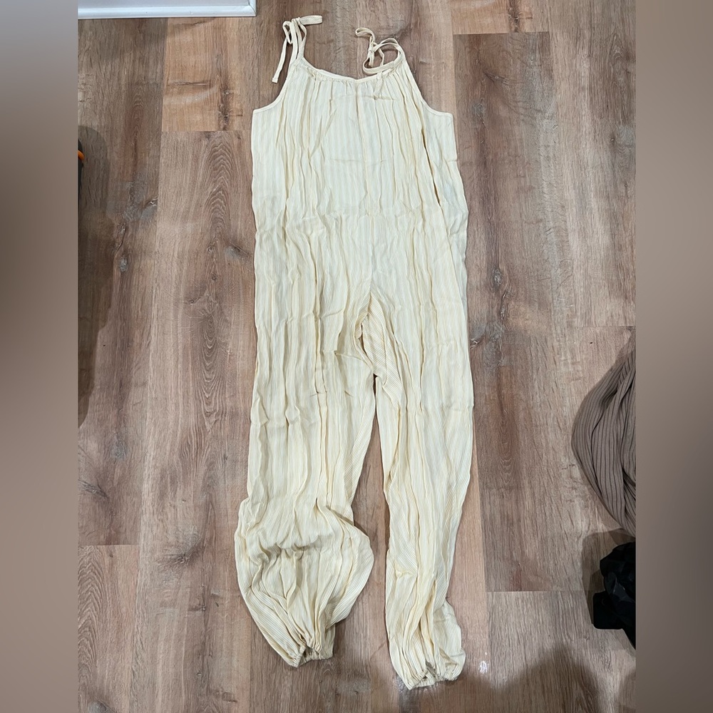 Christy dawn Yellow strip jumpsuit